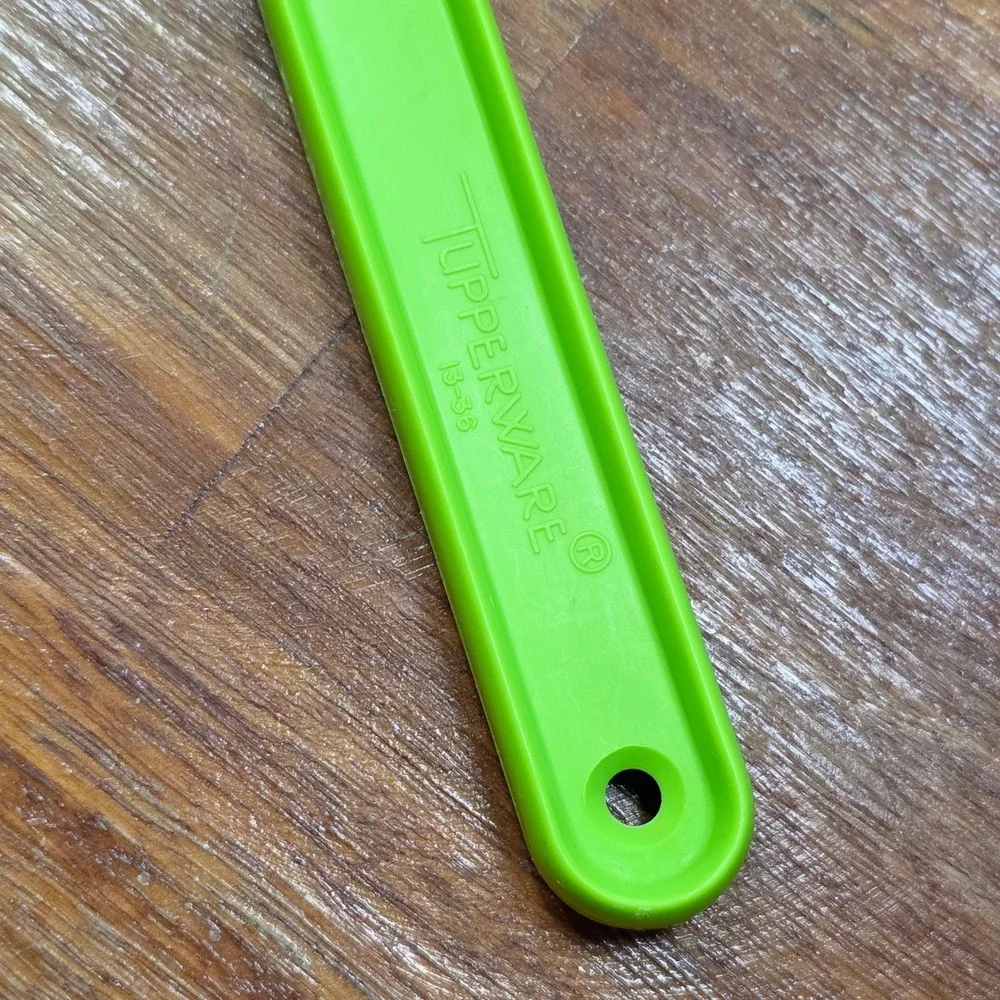 Vintage Tupperware Lime Green Slotted Mixing Spatula 13-36 Retro Kitchen Tool